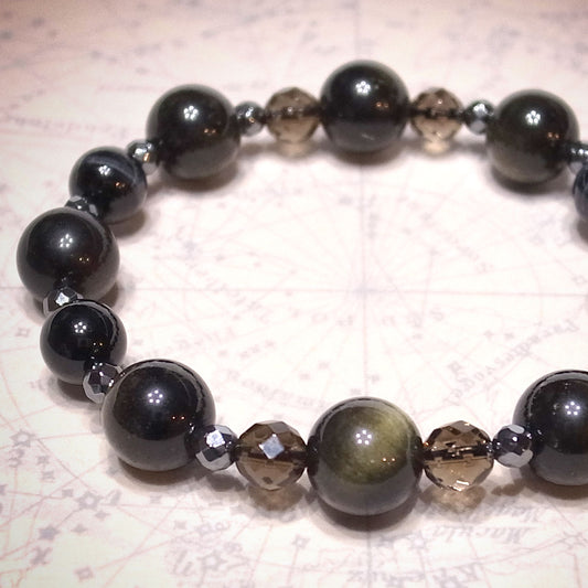 ゴールデンオブシディアン ブレスレット - Reflective Circle -