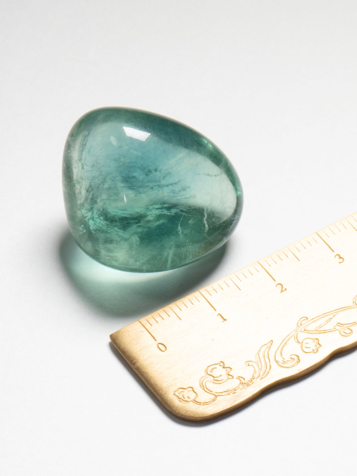 Pale Aqua Fluorite Polished Pebble from Namibia 25mm 17g