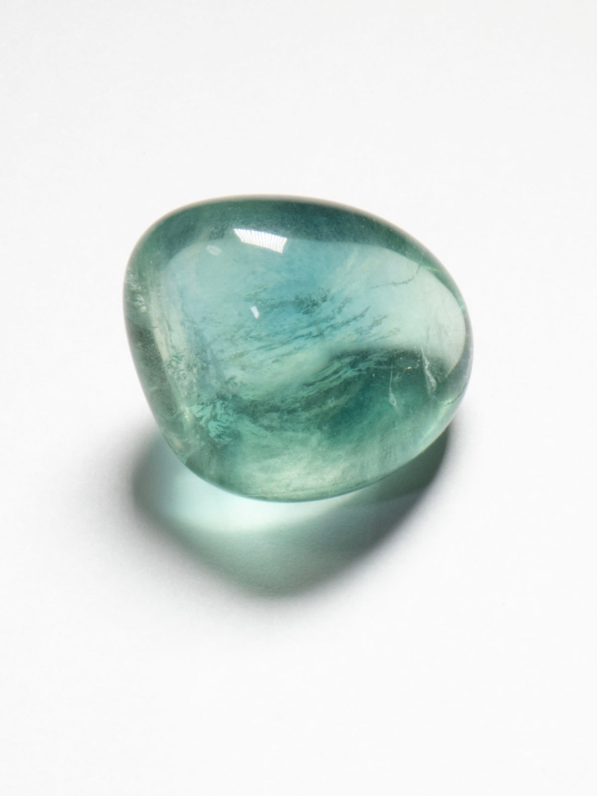 Pale Aqua Fluorite Polished Pebble from Namibia 25mm 17g