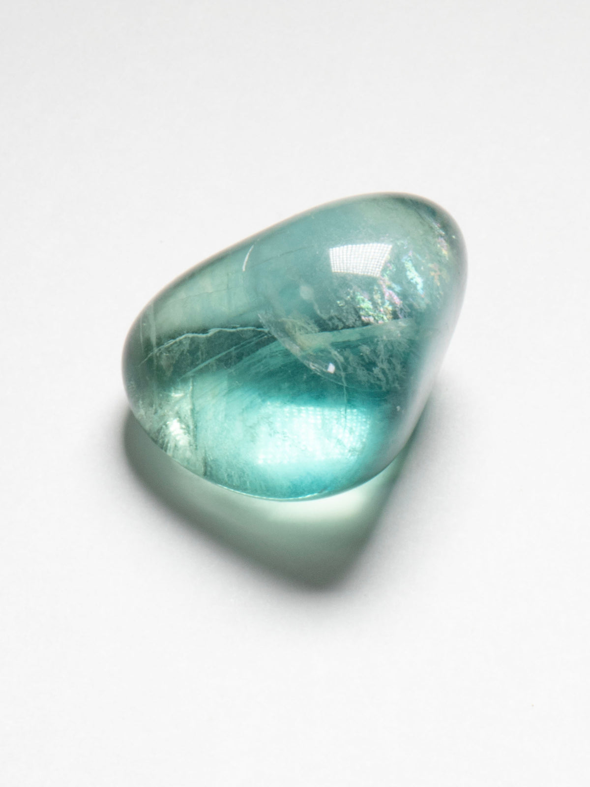 Pale Aqua Fluorite Polished Pebble from Namibia 25mm 17g