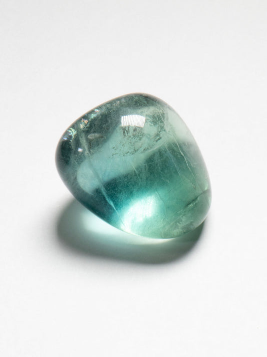 Pale Aqua Fluorite Polished Pebble from Namibia 25mm 17g
