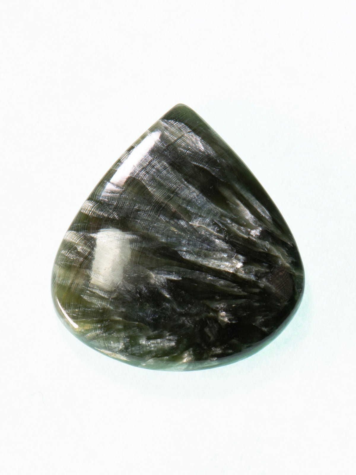 Seraphinite Feathered Teardrop Cabochon 38mm 10g