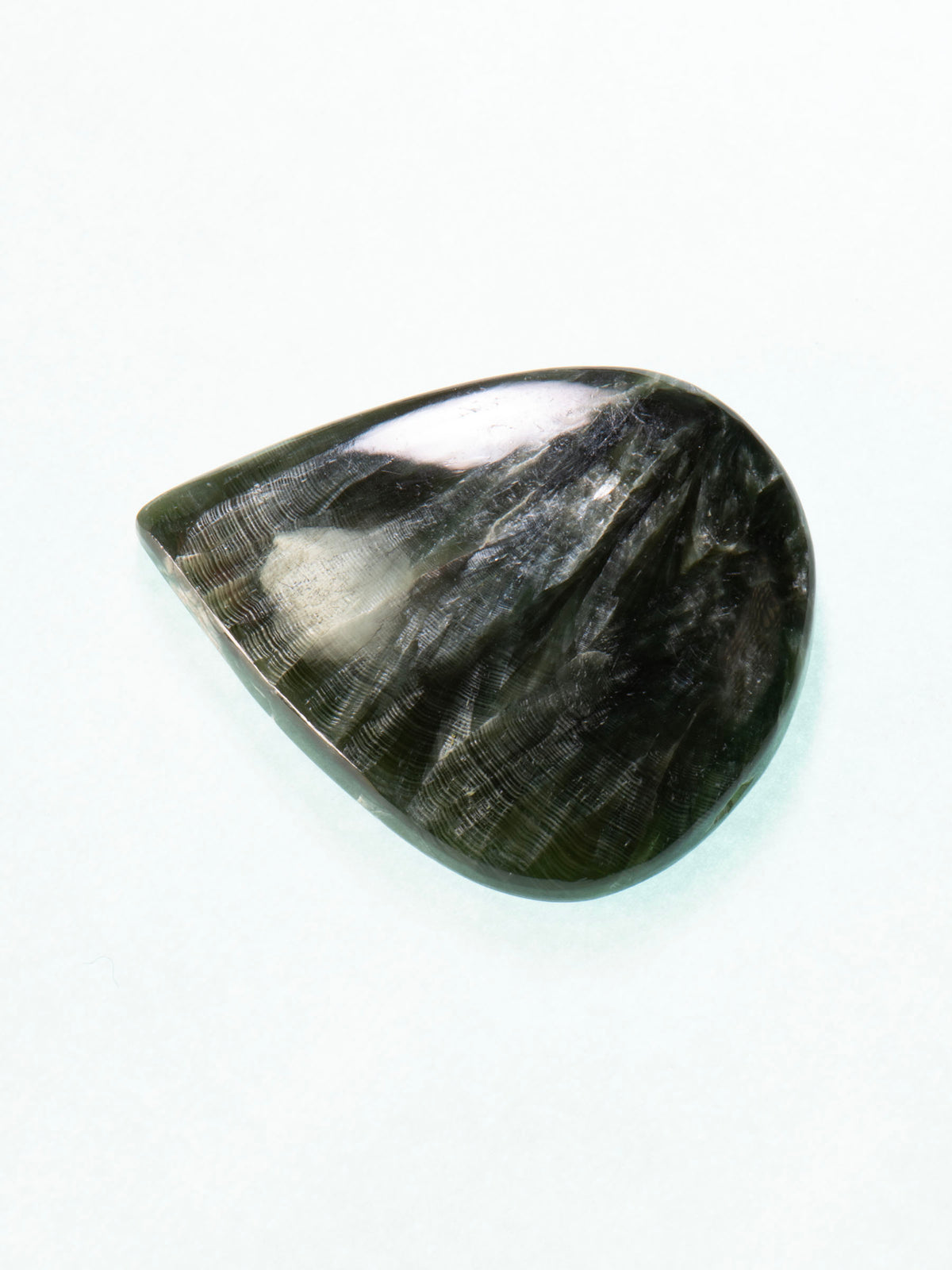 Seraphinite Feathered Teardrop Cabochon 38mm 10g