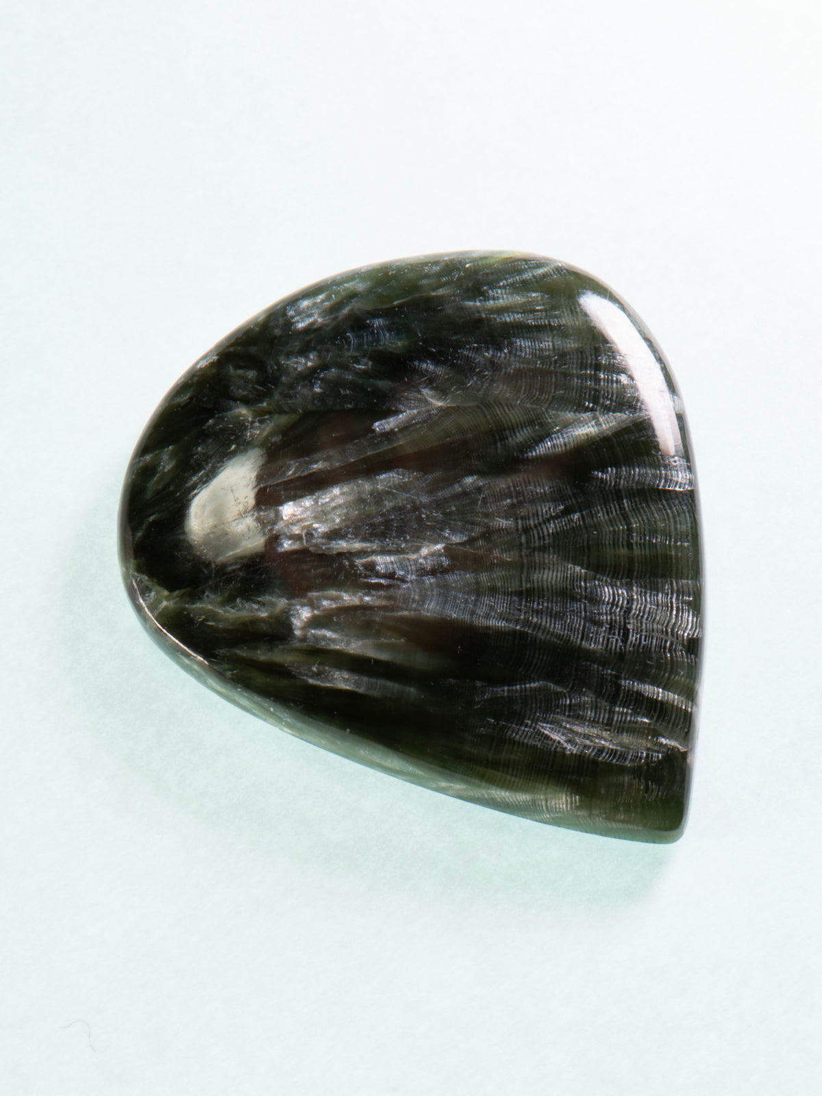 Seraphinite Feathered Teardrop Cabochon 38mm 10g