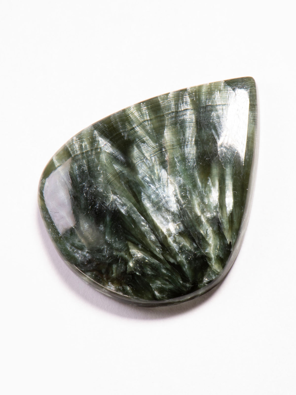 Seraphinite Feathered Teardrop Cabochon 38mm 10g