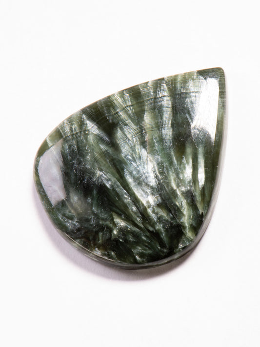 Seraphinite Feathered Teardrop Cabochon 38mm 10g