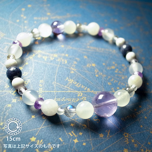 ムーンストーン アメジスト ブレスレット - 月虹の腕輪