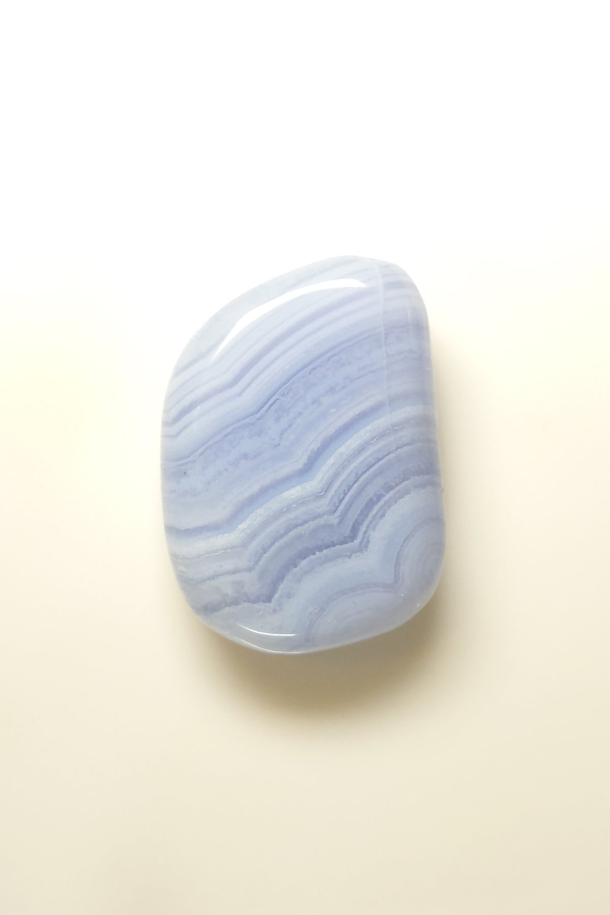Blue Lace Agate Polished Pebble with Fine White Banding 30mm 11g