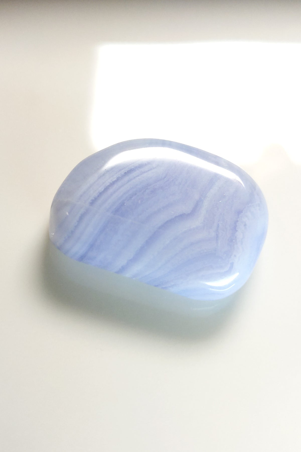 Blue Lace Agate Polished Pebble with Fine White Banding 30mm 11g