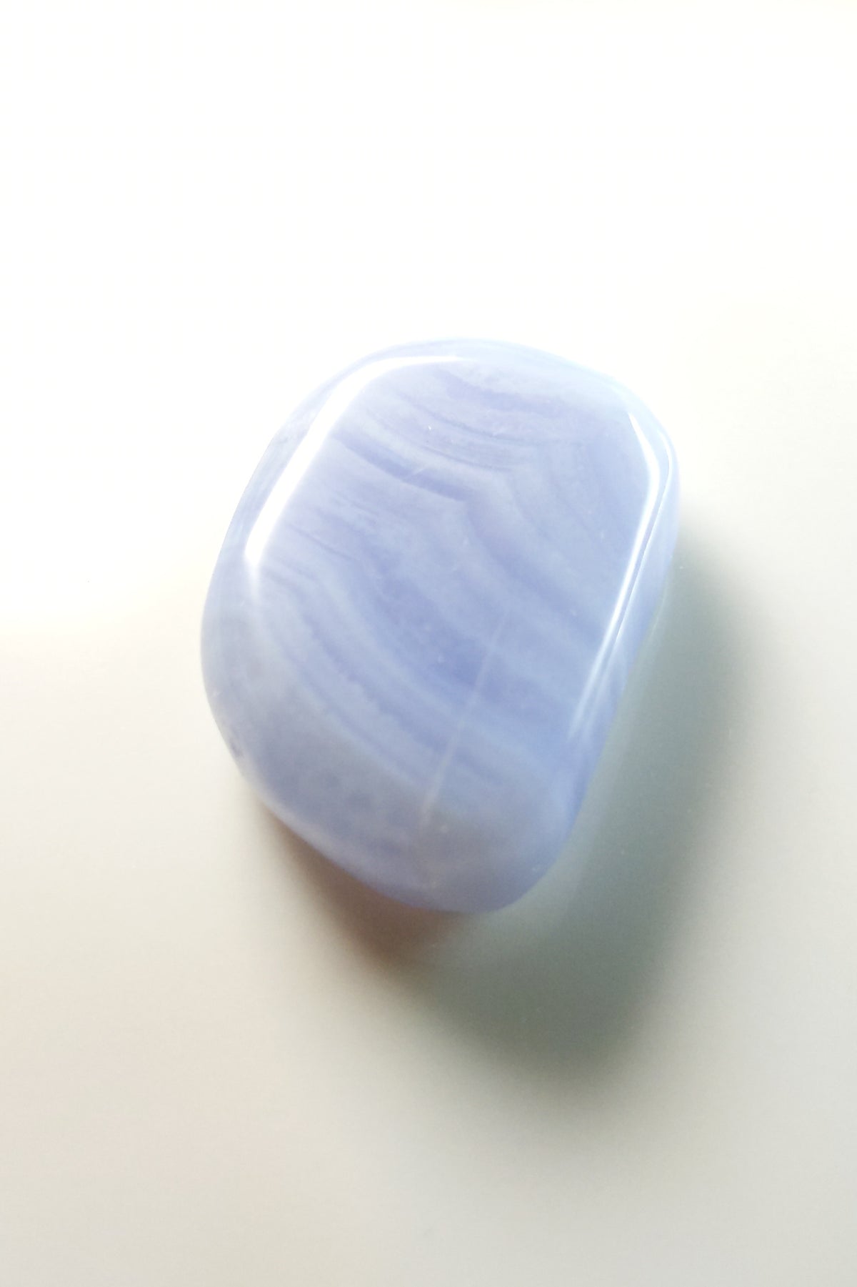 Blue Lace Agate Polished Pebble with Fine White Banding 30mm 11g