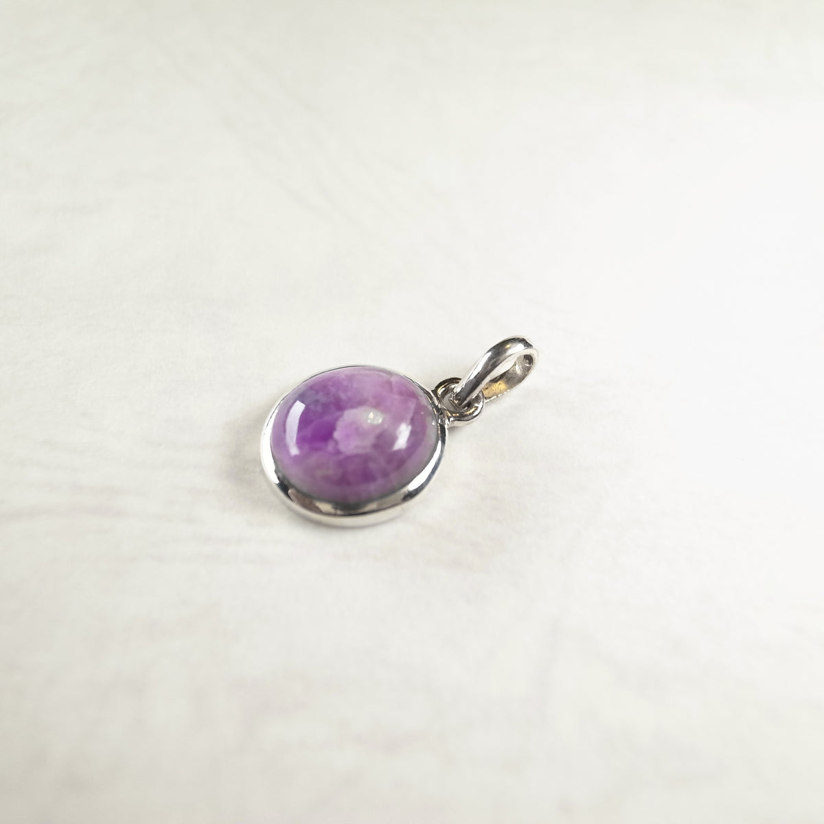 Purple Sugilite Silica Pendant in Sterling Silver 23mm 2.3g