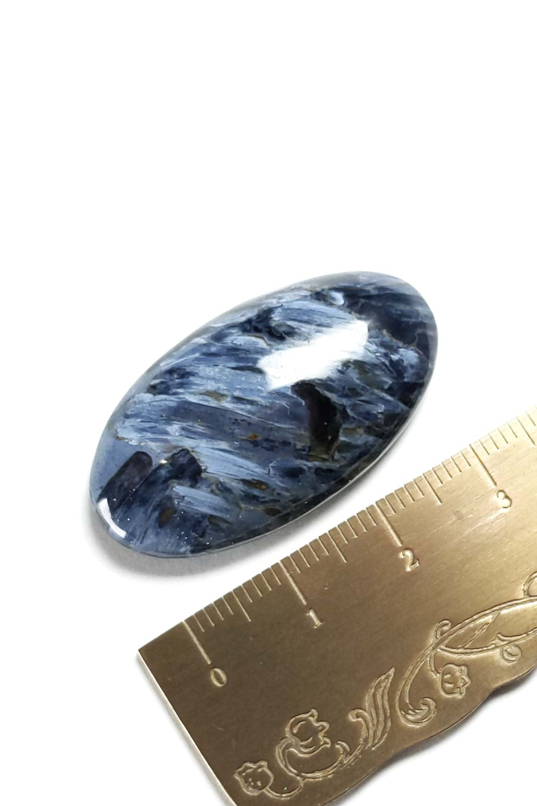 Pietersite Oval Cabochon with Blue-White Chatoyancy 35mm 9g