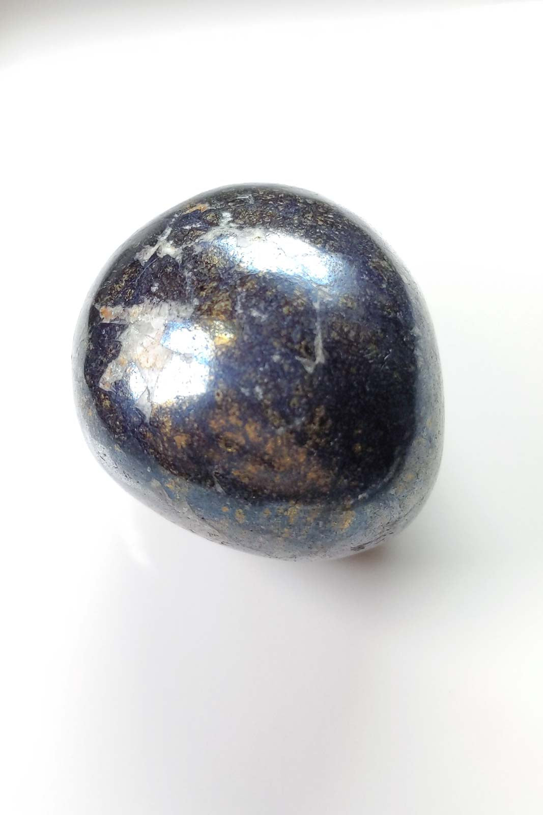 Polished Peruvian Covellite in Deep Metallic Blue 29mm 44g