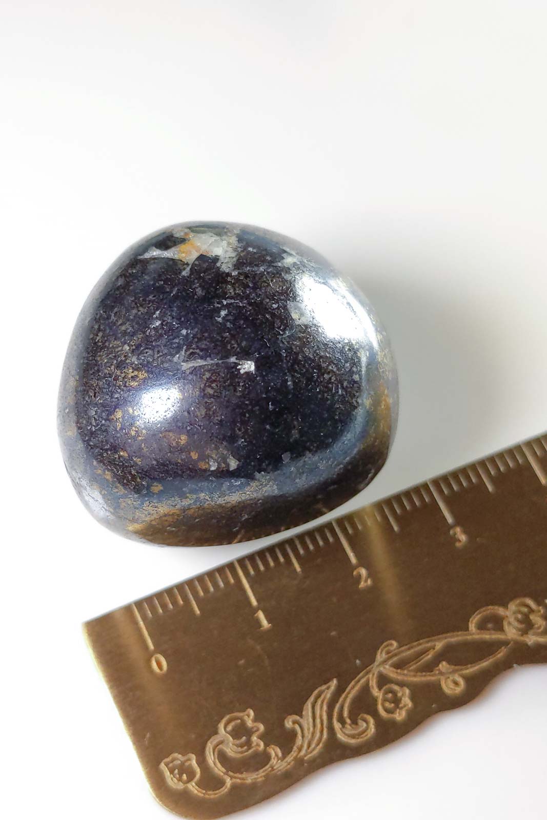 Polished Peruvian Covellite in Deep Metallic Blue 29mm 44g